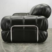 1970s Italian Two-Seat Sofa by Adriano Piazzesi in Chrome and Leatherette