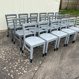 Set of 18 gray bistro chairs