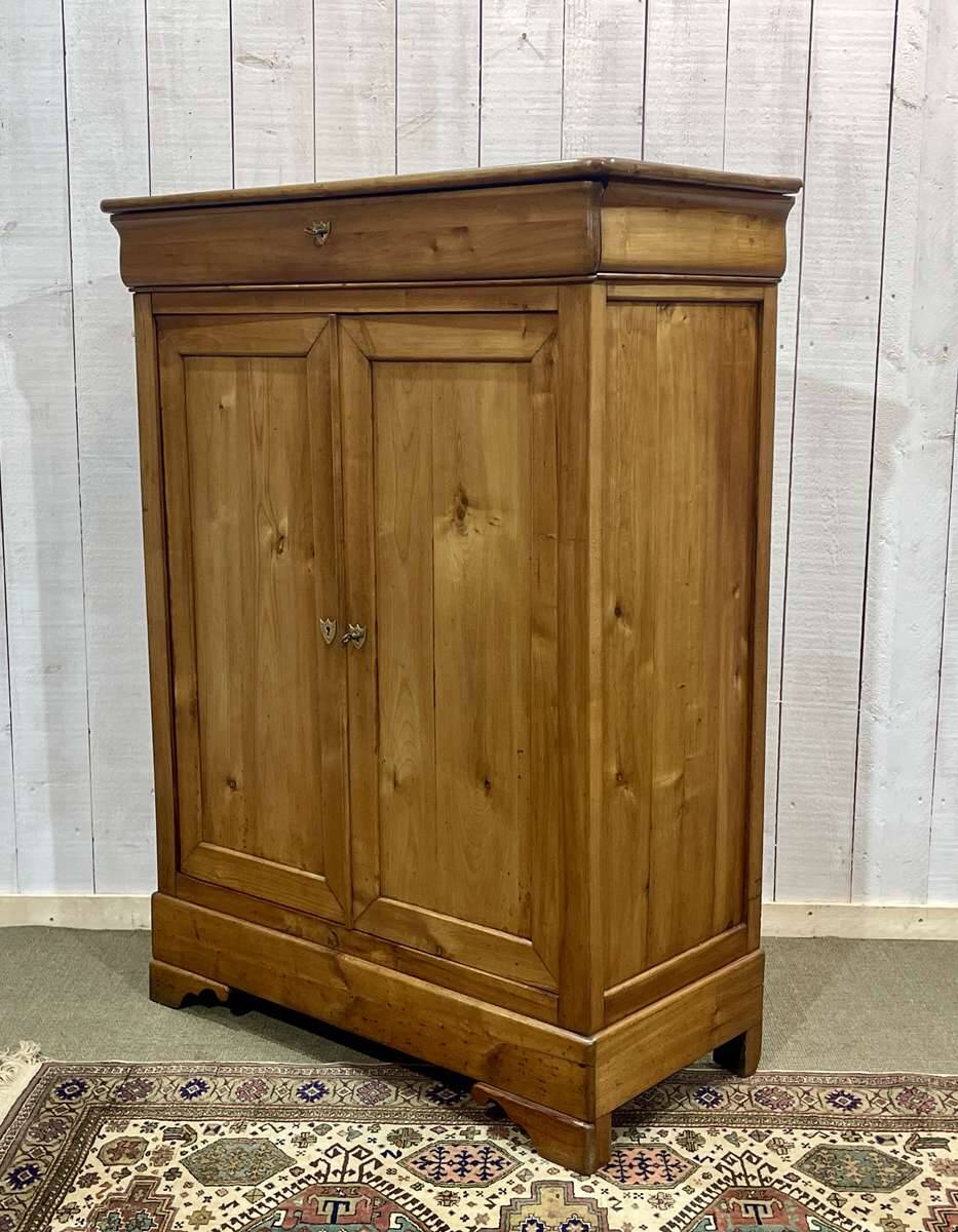 Small Louis Philippe 19th century cherry wood wardrobe with a drawer at the top