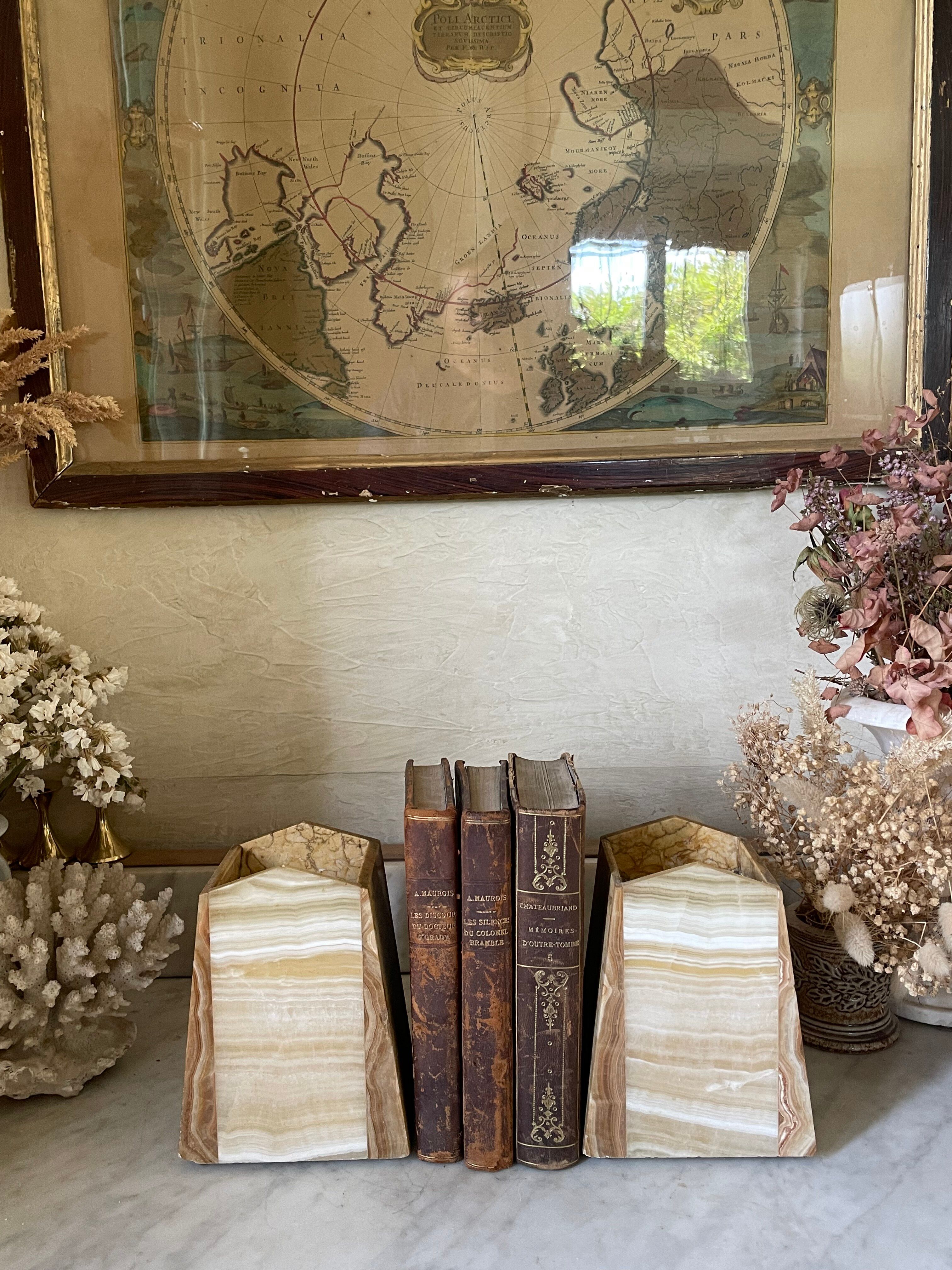 Art Deco marble and onyx bookends