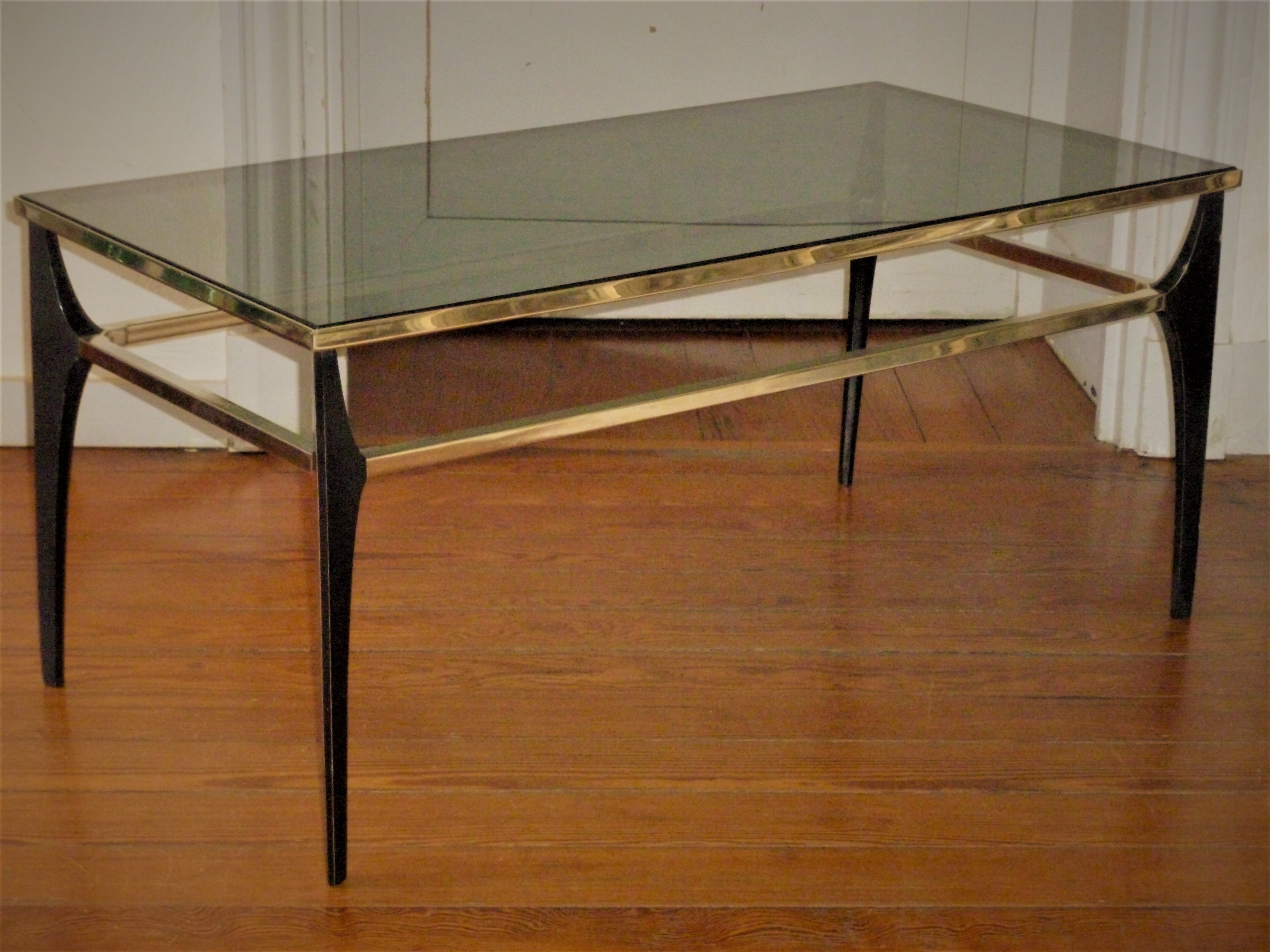 Metal coffee table, glass tray, 60s