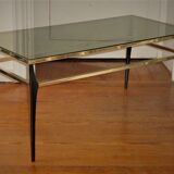 Metal coffee table, glass tray, 60s