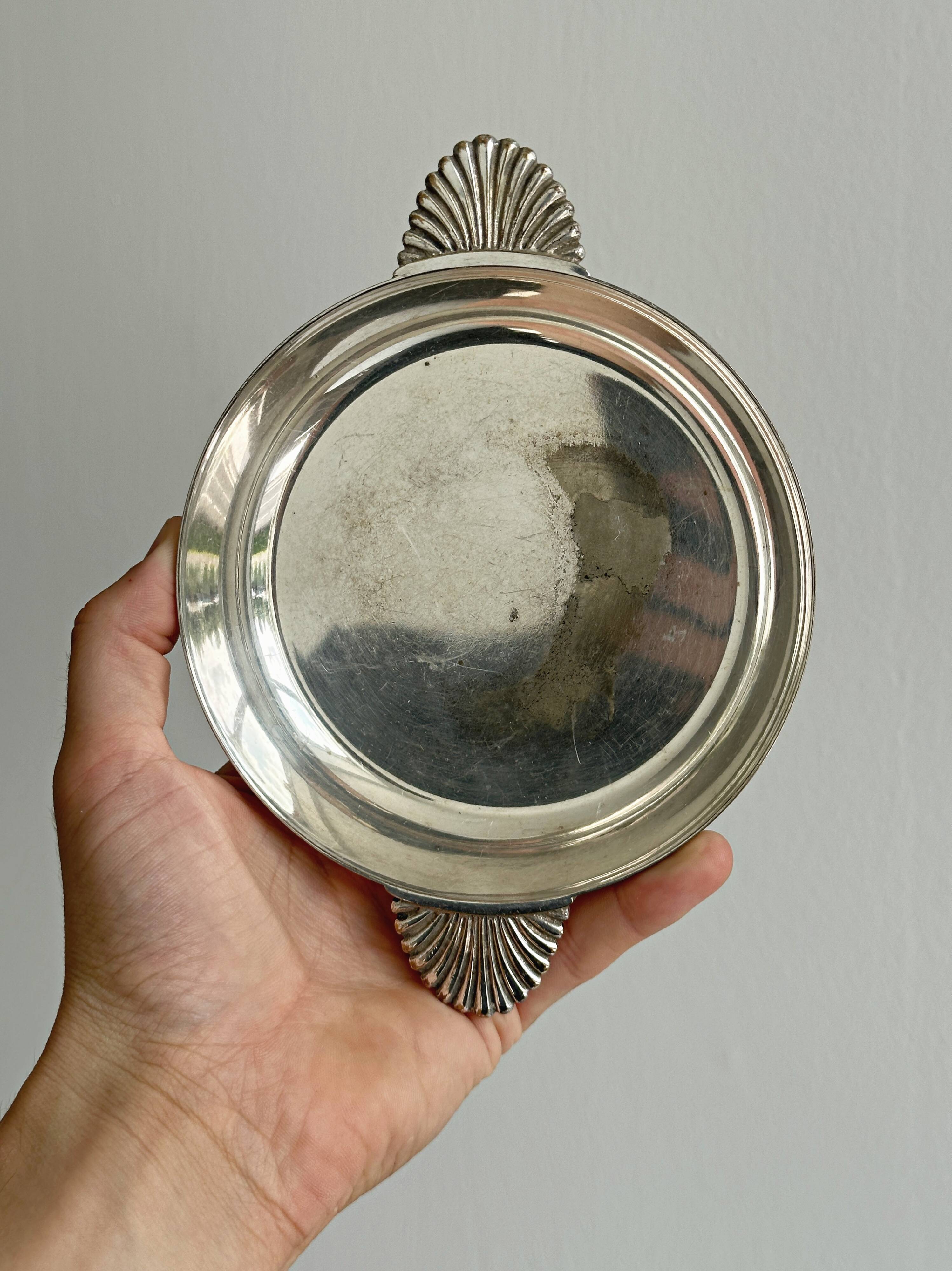 Coupe argentée anses coquille vintage