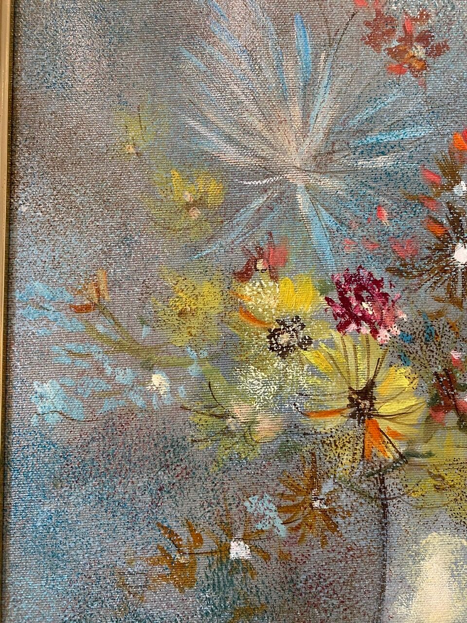 Old painting, still life with wild flowers signed Massard XX century