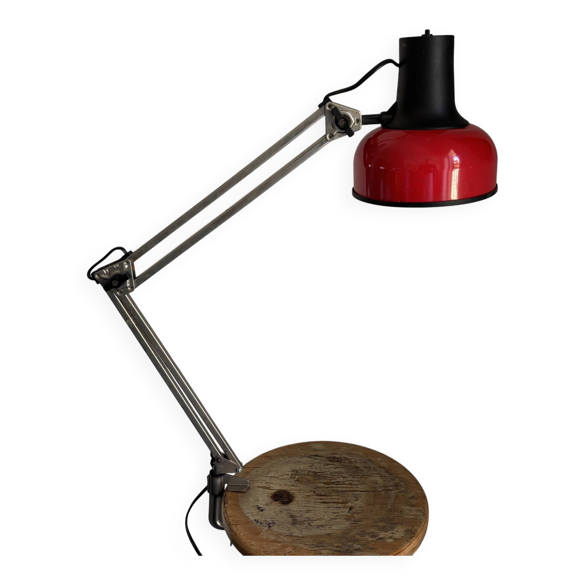 Vintage 1970 Lival P12 architect lamp Finland red steel - 65 cm