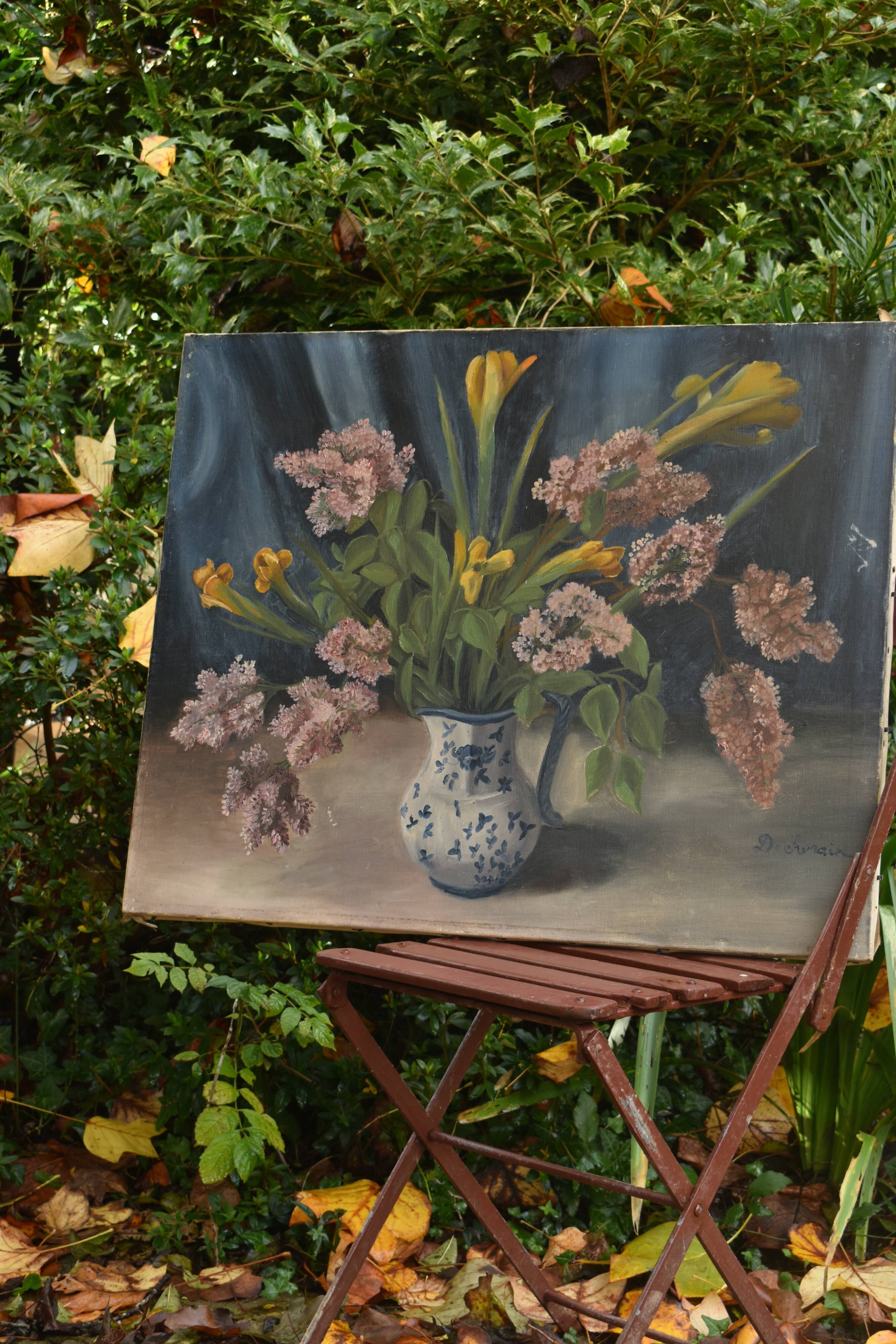 Oil painting on canvas, still life by Rollande Déchorain