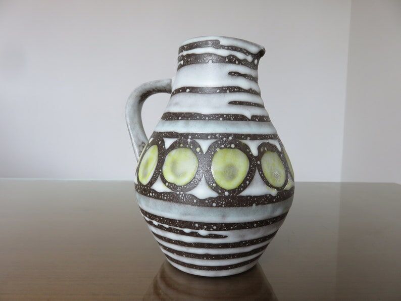 Green and grey ceramic pitcher 60s
