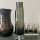 Cylindrical vase in black/grey Murano glass, mid-century design
