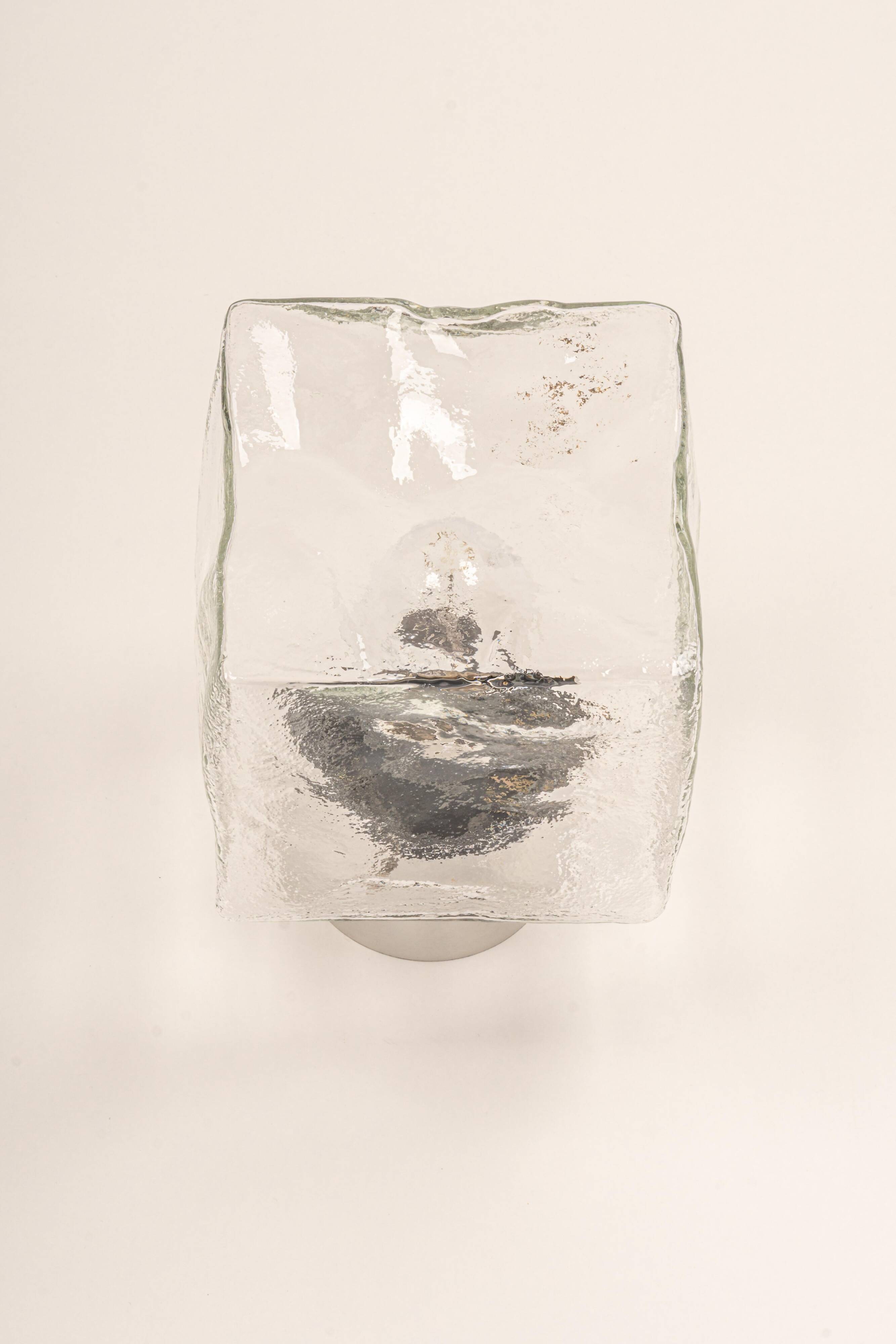 Large frosted glass wall lamp by Murano, designed by Kalmar Cube, Austria, 1960s.