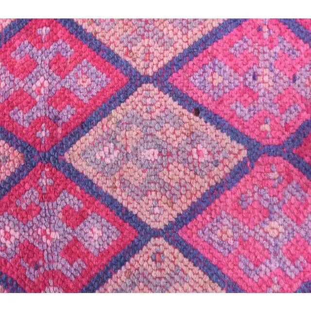 Vintage Turkish Oushak Handmade Cotton Purple Wool Runner Rug 74x345