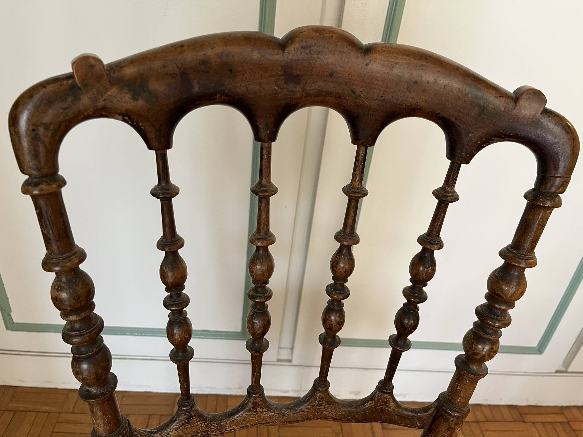 Napoleon III Chiavari Chair — Beaded Spindles — Crimson Velvet — France,