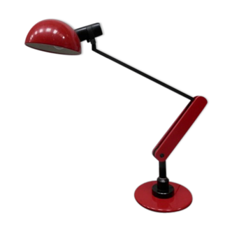 Lampe de bureau Guzzini rouge d'Italie des années 70