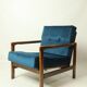 Vintage armchair navy blue velvet Mid century modern design by Zenon Bączyk 1965