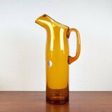 Amber glass carafe from the mid-century German Jagdhaus series and drinking glasses by Wilhelm Braun-Feldweg for Hirschberg, 1960s, set of 7.
