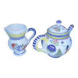 Quimper Henriot teapot and pitcher