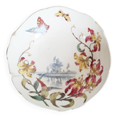 Coupe à fruits à dessin polychrome en faïence de Lunéville , plat rond