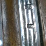 Wooden service tray .glass .brussels lace and solid silver delheid