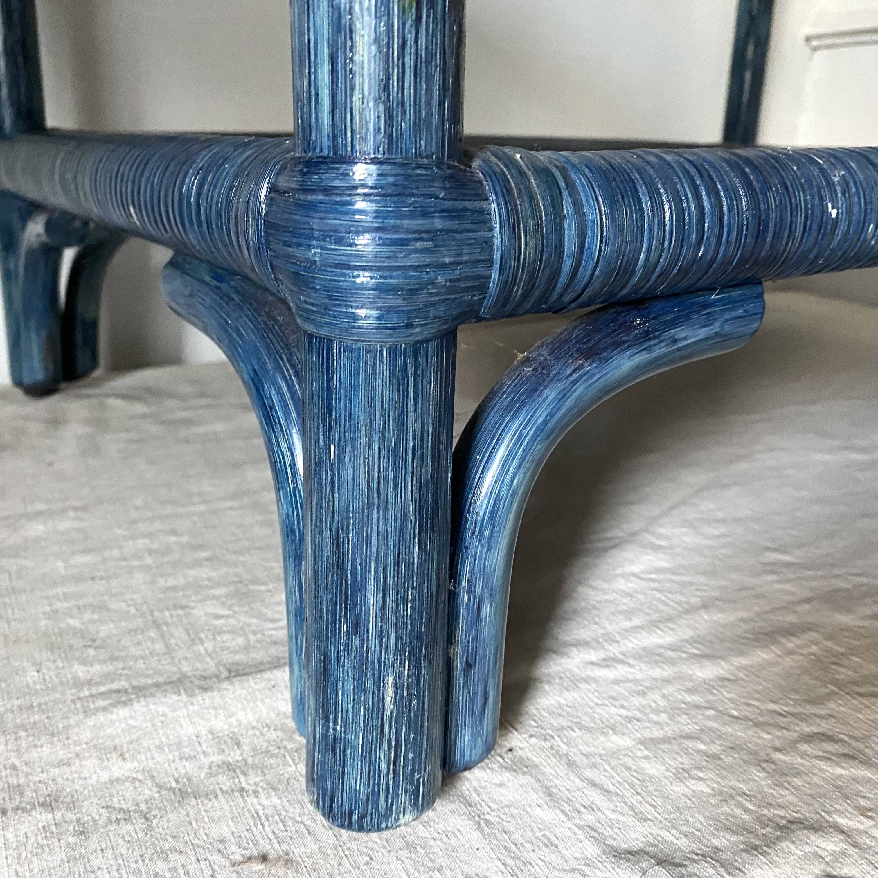 Vintage rattan and glass coffee table