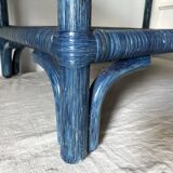 Table basse vintage en rotin et verre