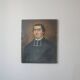 Old 19th century oil on canvas portrait painting priest vintage religious painting