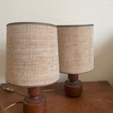 Paire de lampe bois et jute