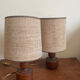 Paire de lampe bois et jute