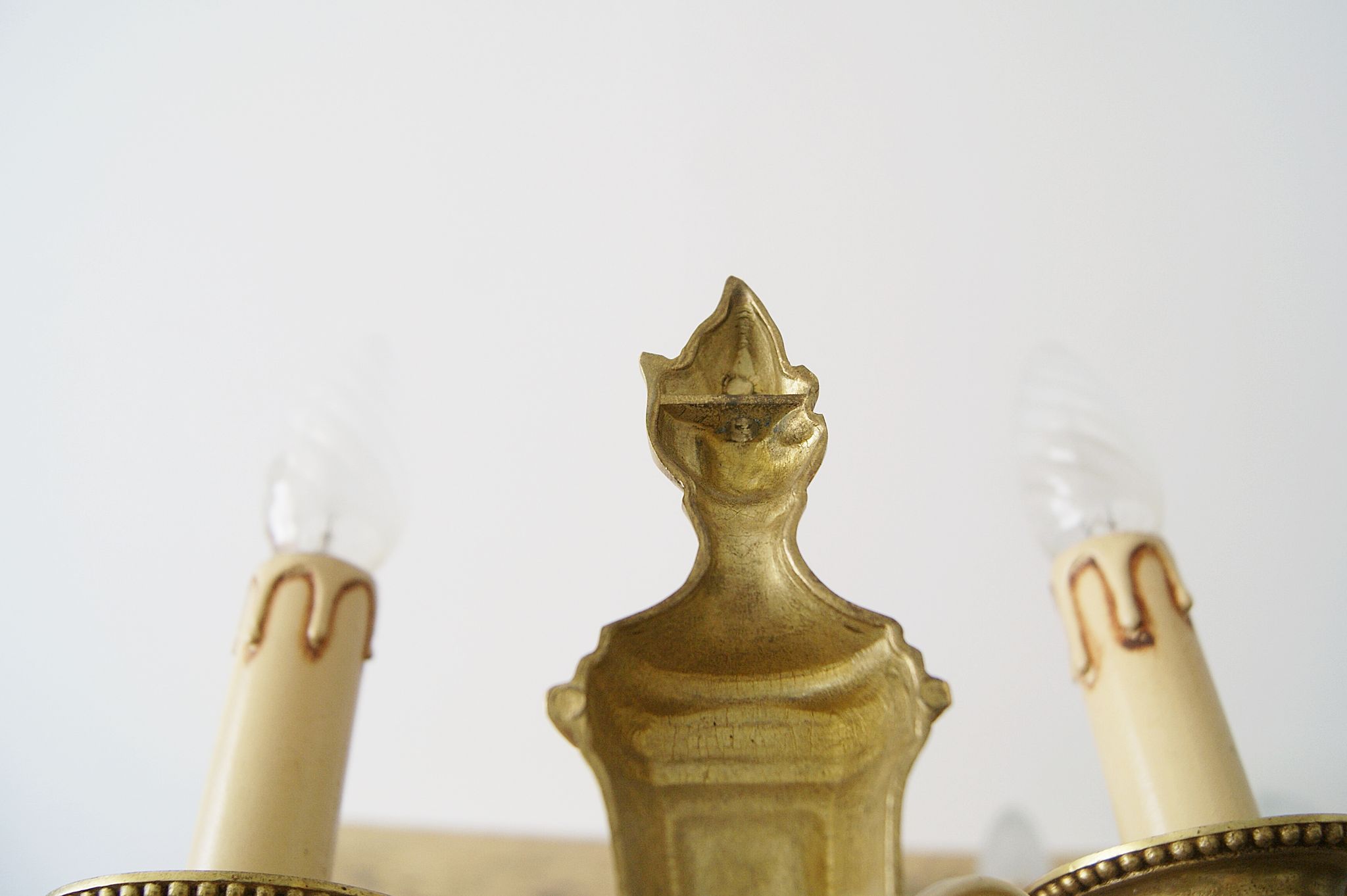Sconces midcentury, pair of French wall sconces brass bronze