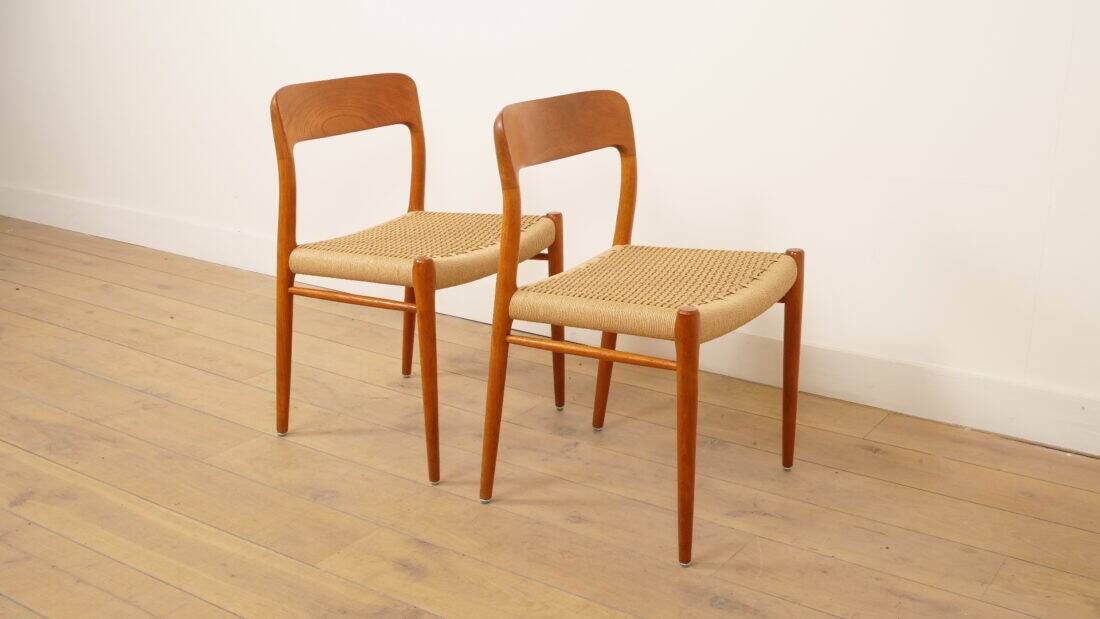 2 x vintage dining chairs | Niels Otto Møller | Model 75 | Teak