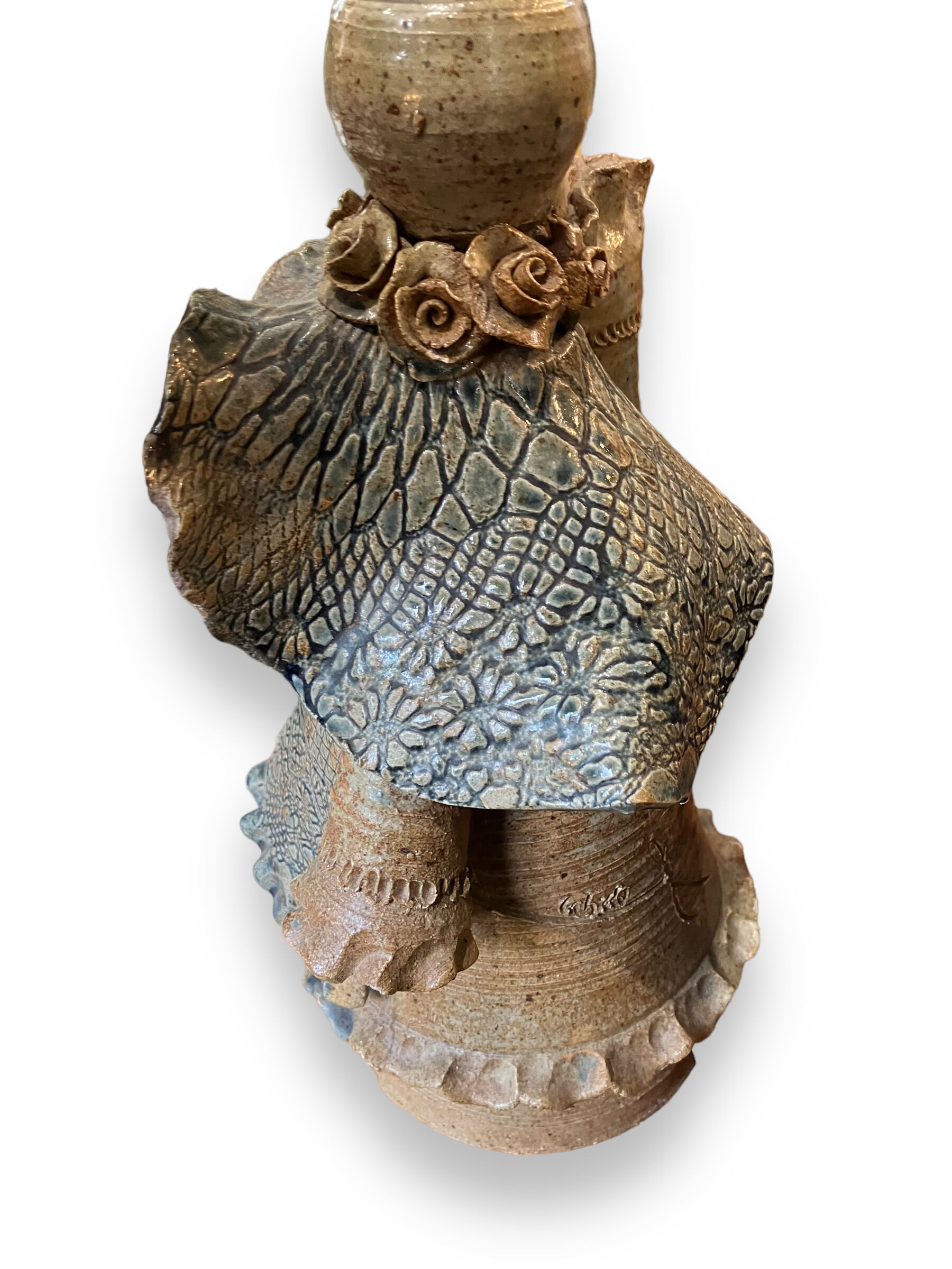 Pied de lampe zoomorphe en grès émaillé Catido