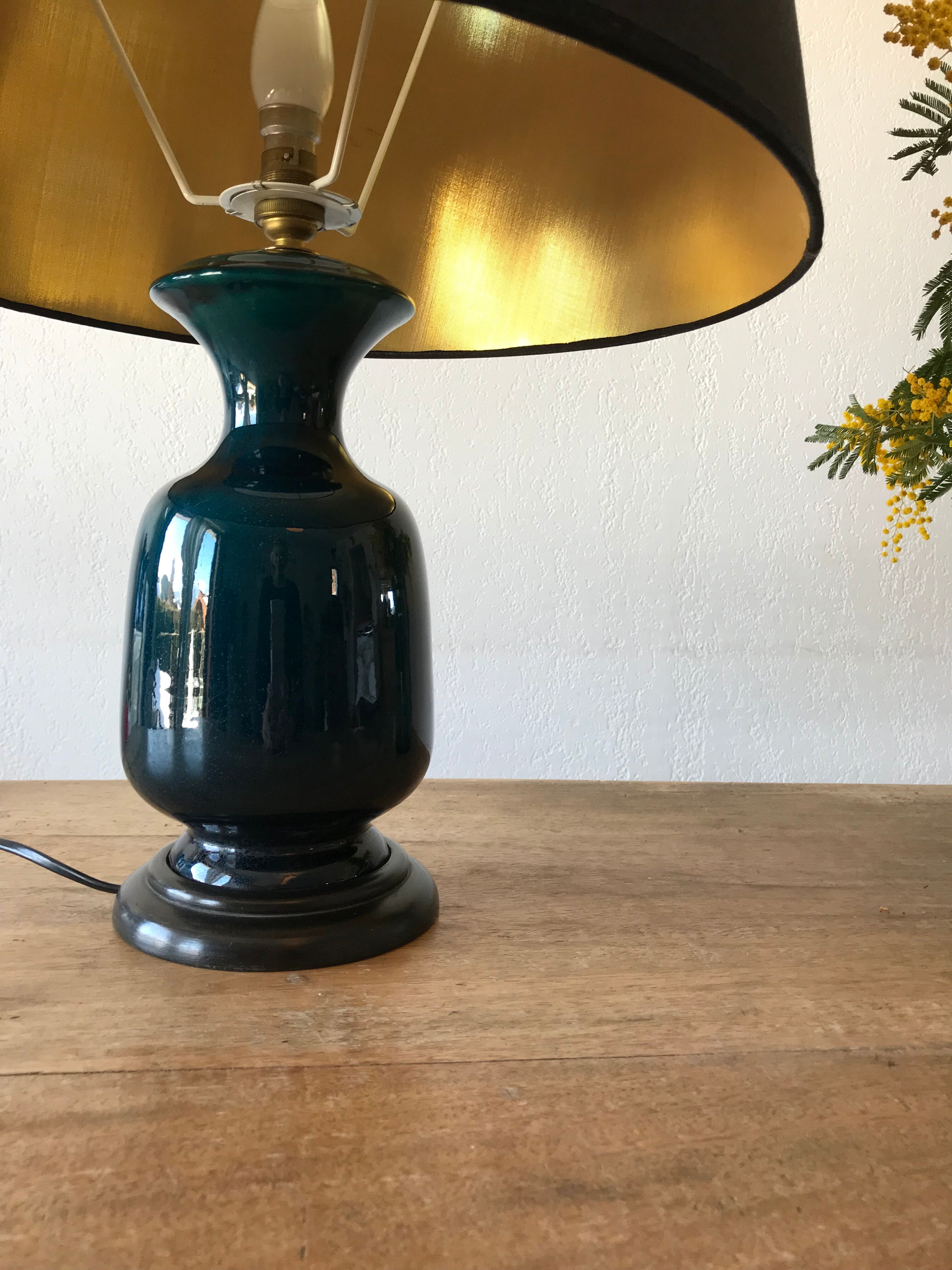 Lampe céramique bleu