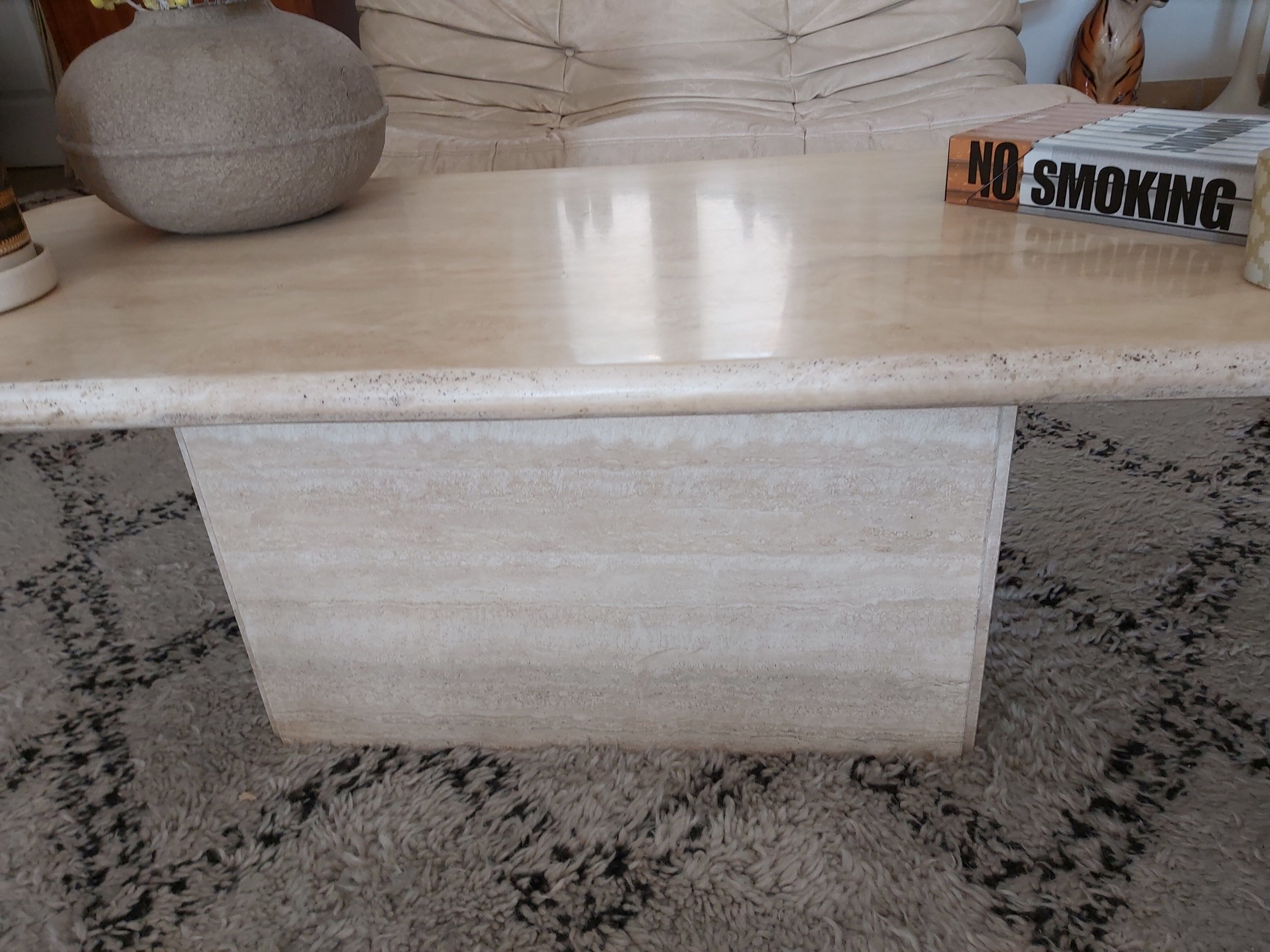 70s travertine coffee table