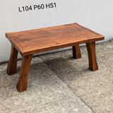 Brutalist solid wood coffee table, vintage