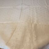 Ancienne nappe lin damassée beige 160 × 180 cm + 12 serviettes