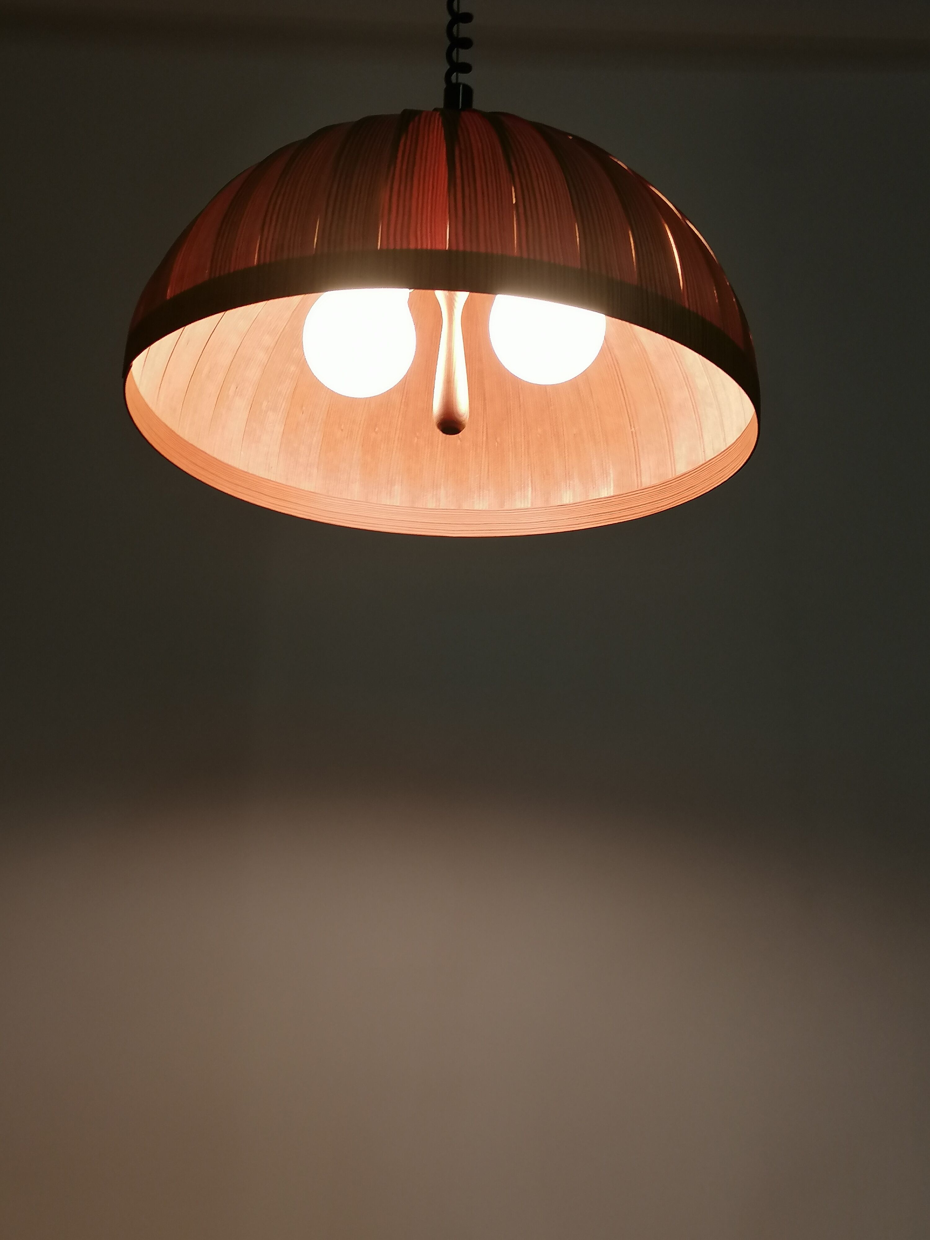 Teak slat hanging lamp 1960