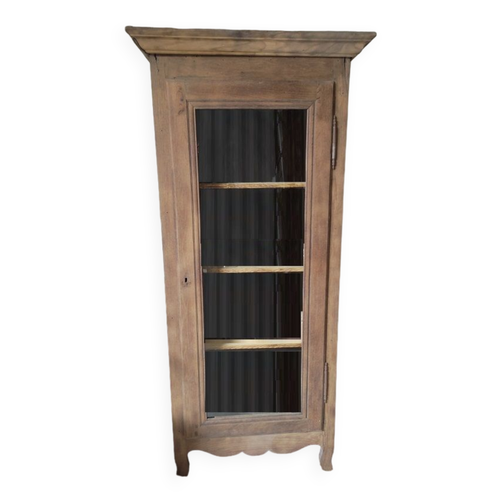 Meuble armoire vitrine vitré bois massif aérogommée ancien Selency