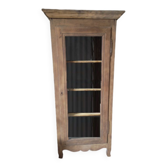 Meuble armoire vitrine vitré bois massif aéro-gommée ancien