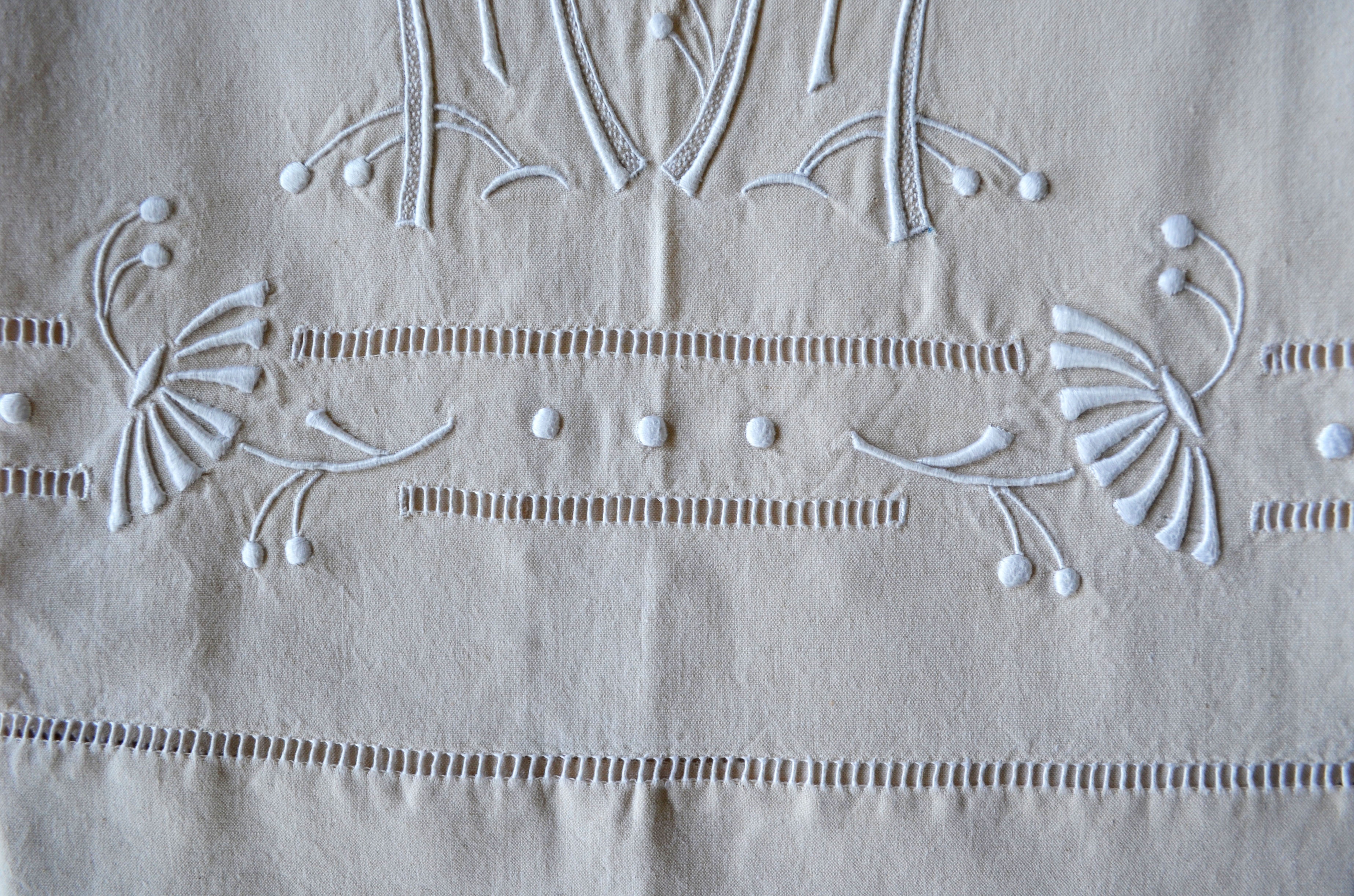 Hand-embroidered antique sheet