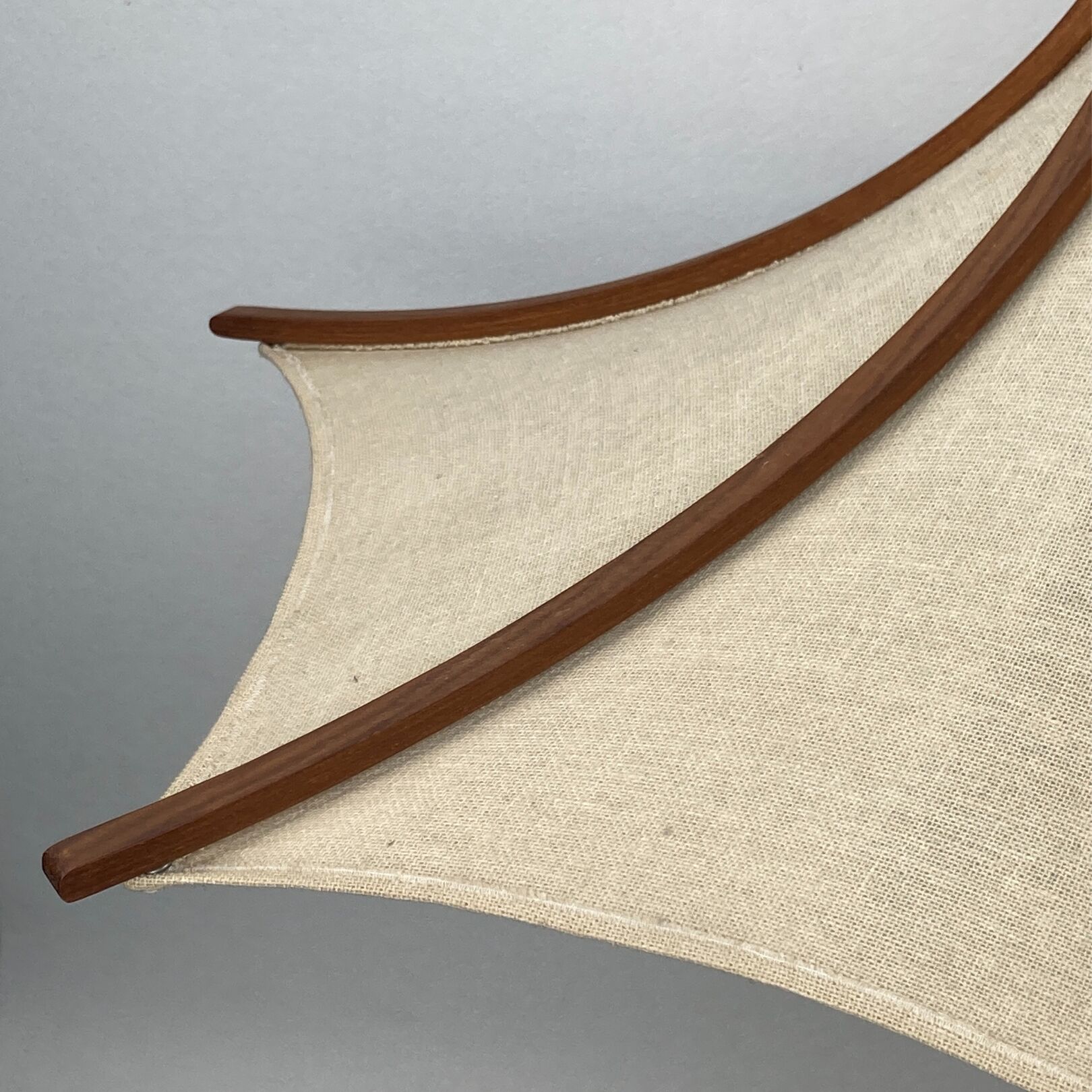 Teak and linen umbrella pendant by Domus, 1970s
