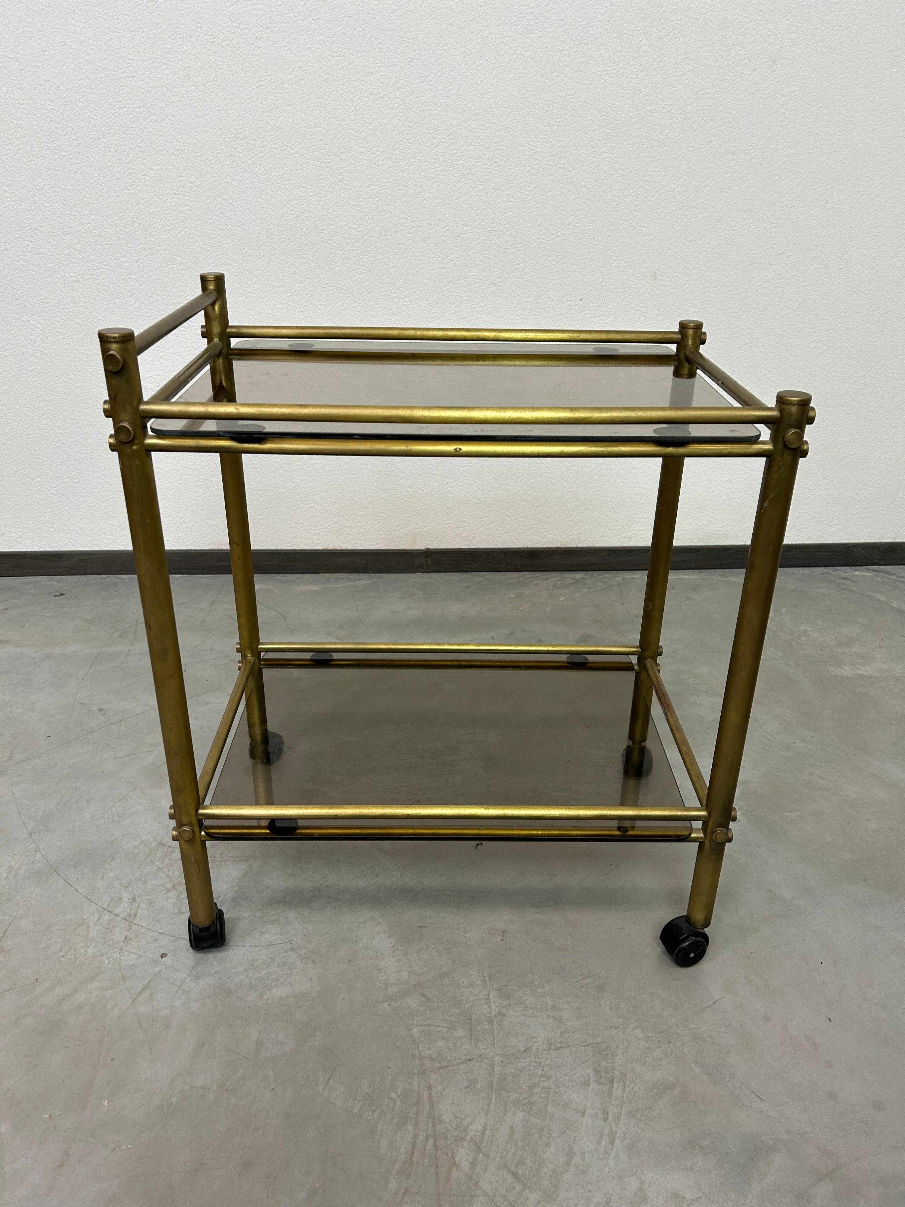 Vintage brass serving trolley