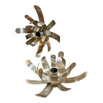 Paire d’appliques « fleur » pour Oxam 1970 Michel Boyer