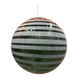 Contemporary Green and White Swiriling Sphere Pendant in Glass