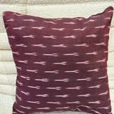Indian blockprint cushion cover in burgundy cotton