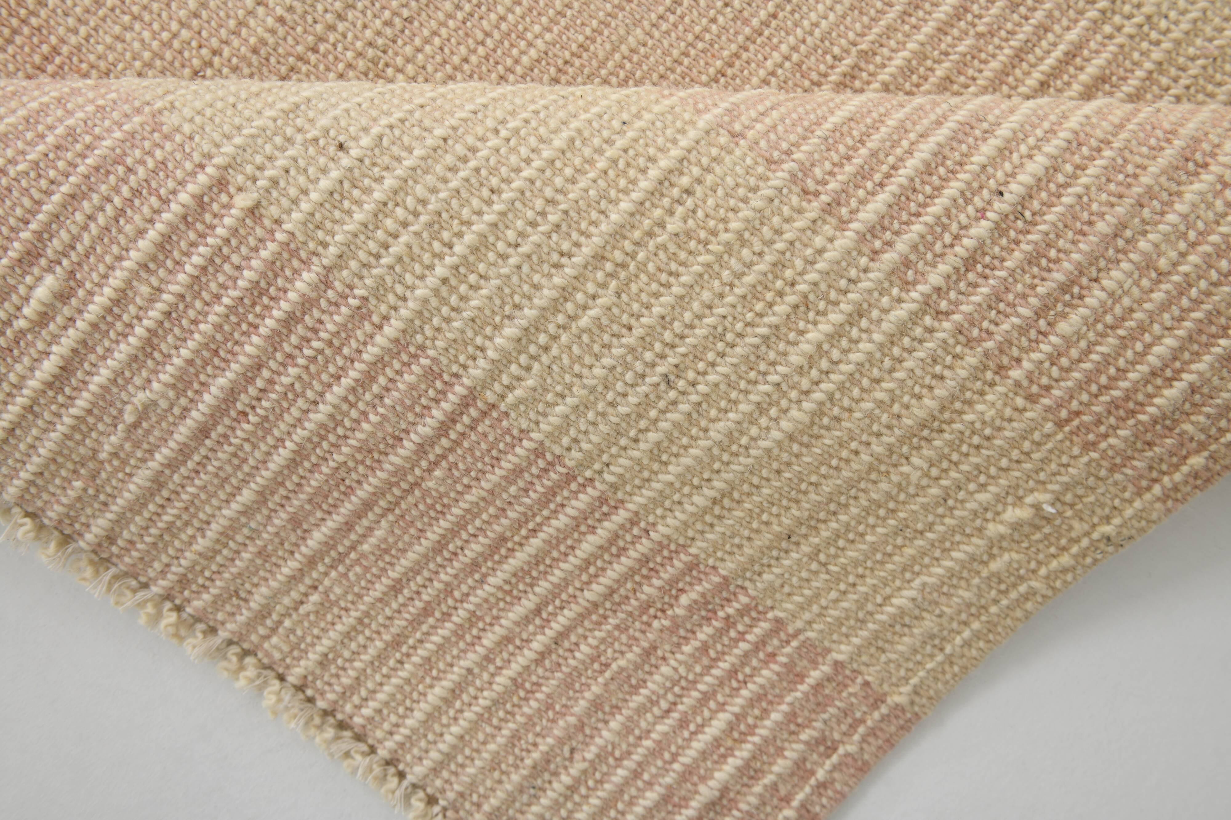7x10 Light Pink Handmade Wool Jute Kilim Rug, 224x325Cm