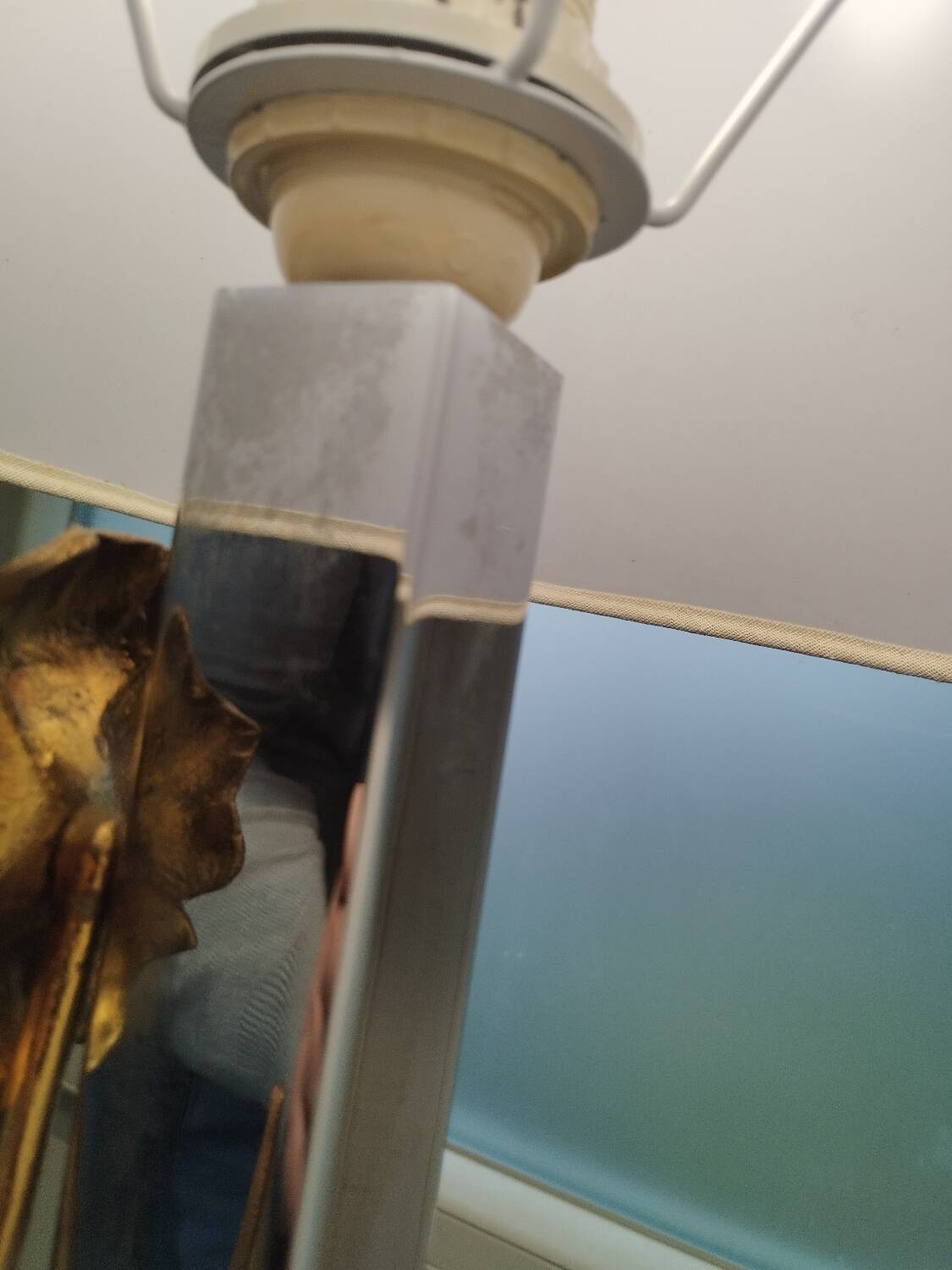 Lampe ancienne vintage métal chromé et bronze doré