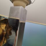 Lampe ancienne vintage métal chromé et bronze doré