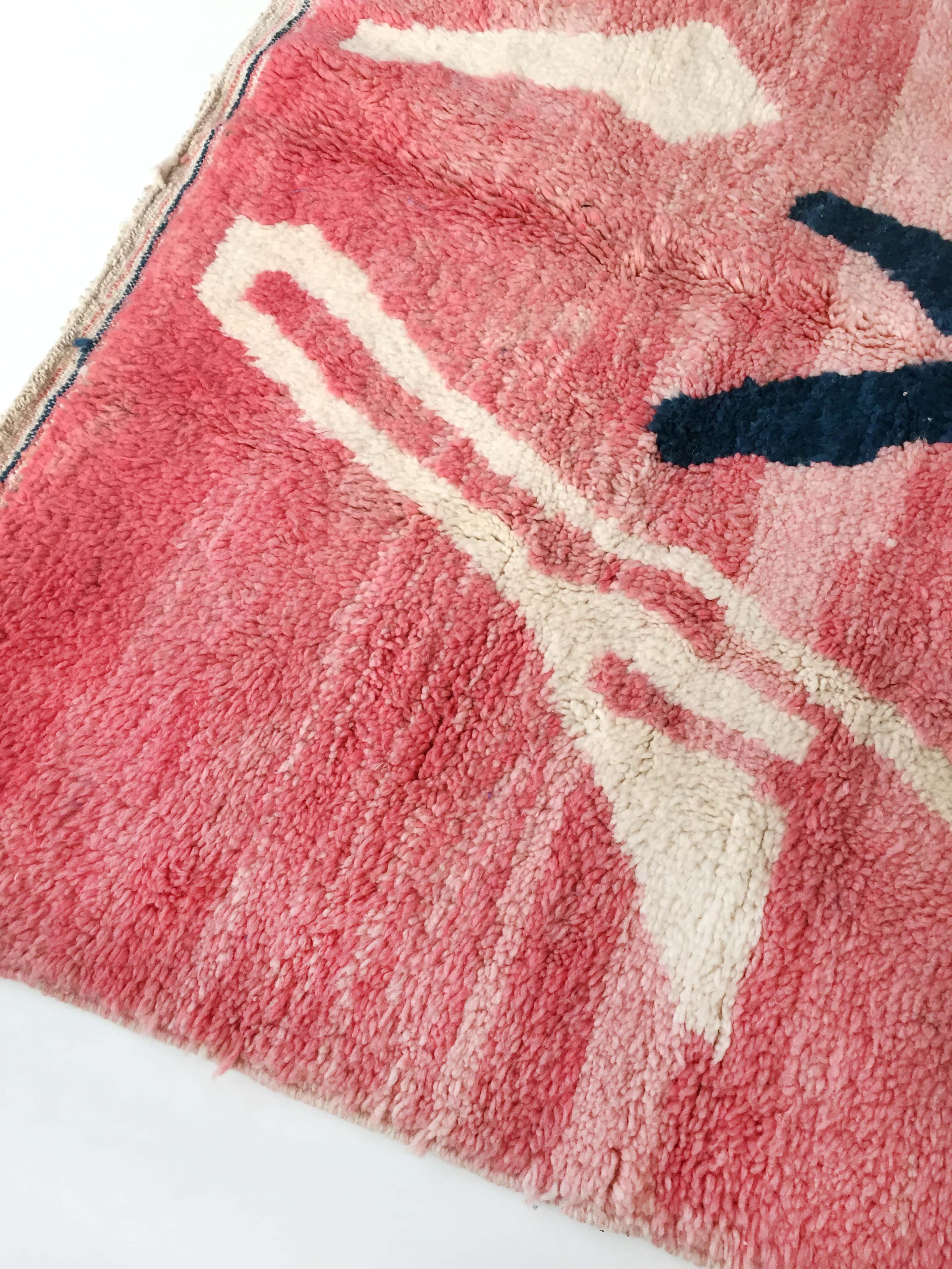 Moroccan Berber carpet Beni Ouarain pink patterned 246x161cm