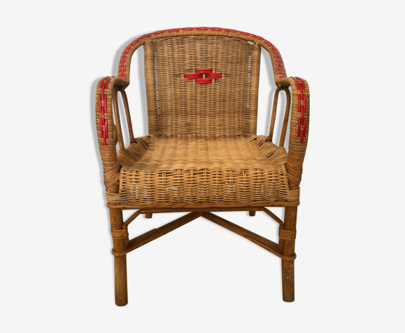 Fauteuil enfant des années 60, osier