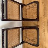 Pair of folding cane chairs