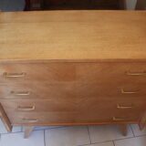 Chest of drawers with compass feet in raw wood