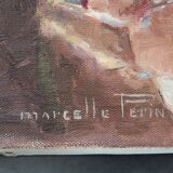 Oil painting on canvas small alley in Spain, signed